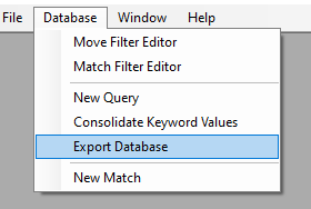 Export Database menu option