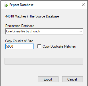 Export Database dialog box