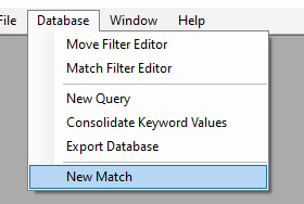 New Match menu option