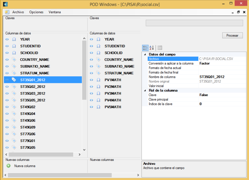 Opción para combinar dos archivos CSV en la herramienta WinPODUtil