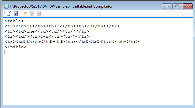 Compilador integrado de BNFUPEditor