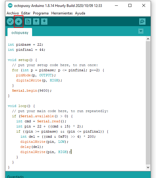 Código del programa para Arduino