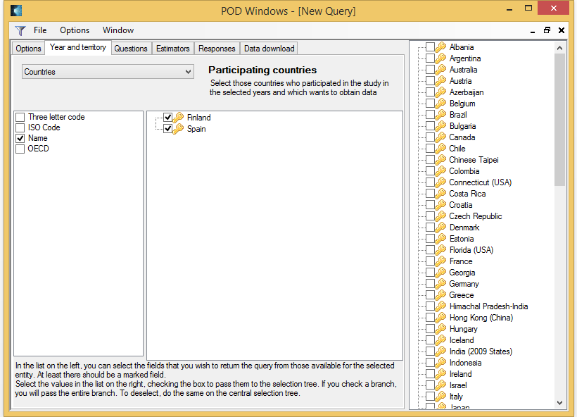 Additional data field selection