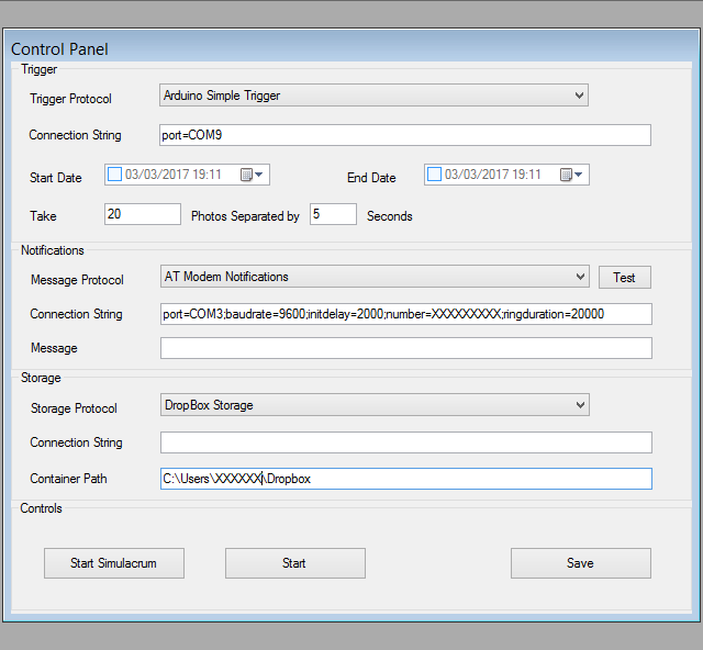 ThiefWatcher control panel