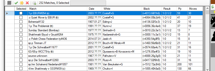 Match list