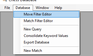 ChessPosDB Database menu