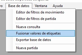 Opción de menú Fusionar Valores de Etiquetas