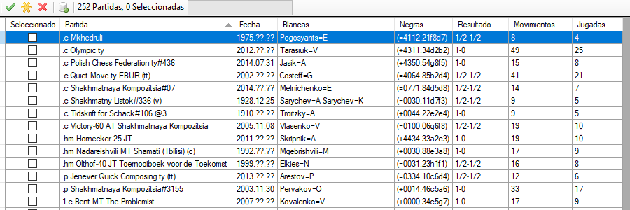 Lista de partidas