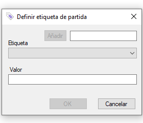 Cuadro de diálogo Nueva Etiqueta de Partida