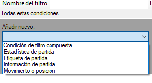 Tipos de filtro de partida