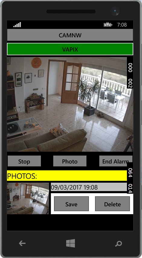 Lista de fotografías en la App cliente