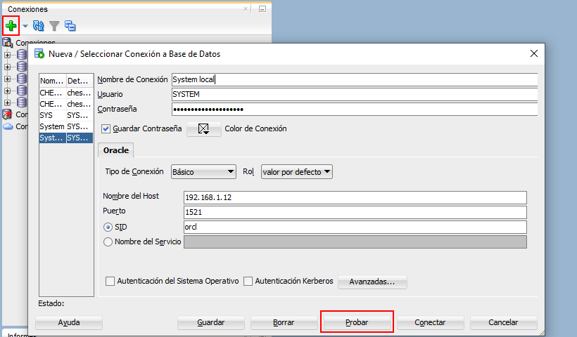 Oracle SQL Developer new connection