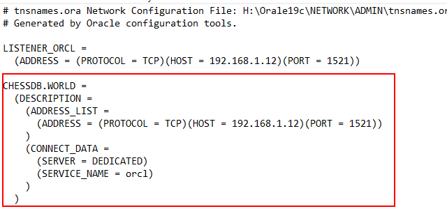 Oracle TNSNAMES configuration